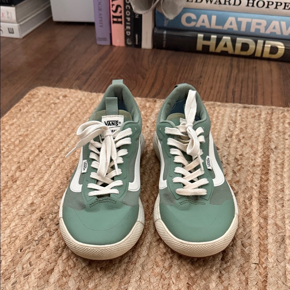 Vans sage Green and White Sneakers